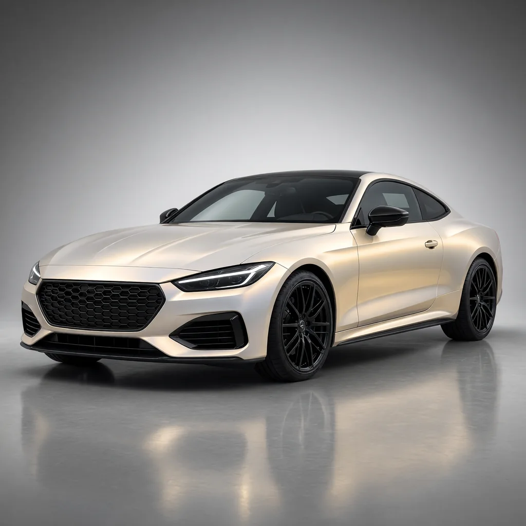 A car wrapped in Aurora White-Gold paint protection film