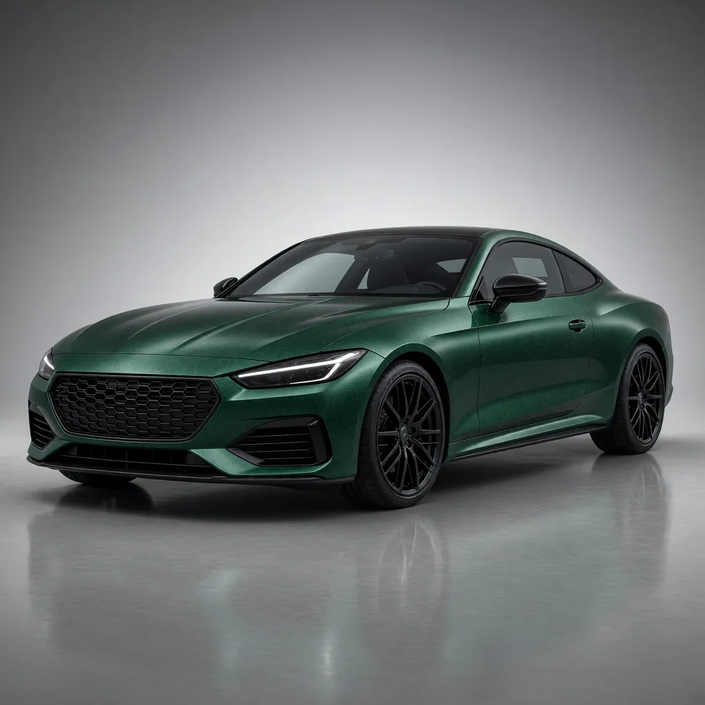 A car wrapped in Emerald Green paint protection film