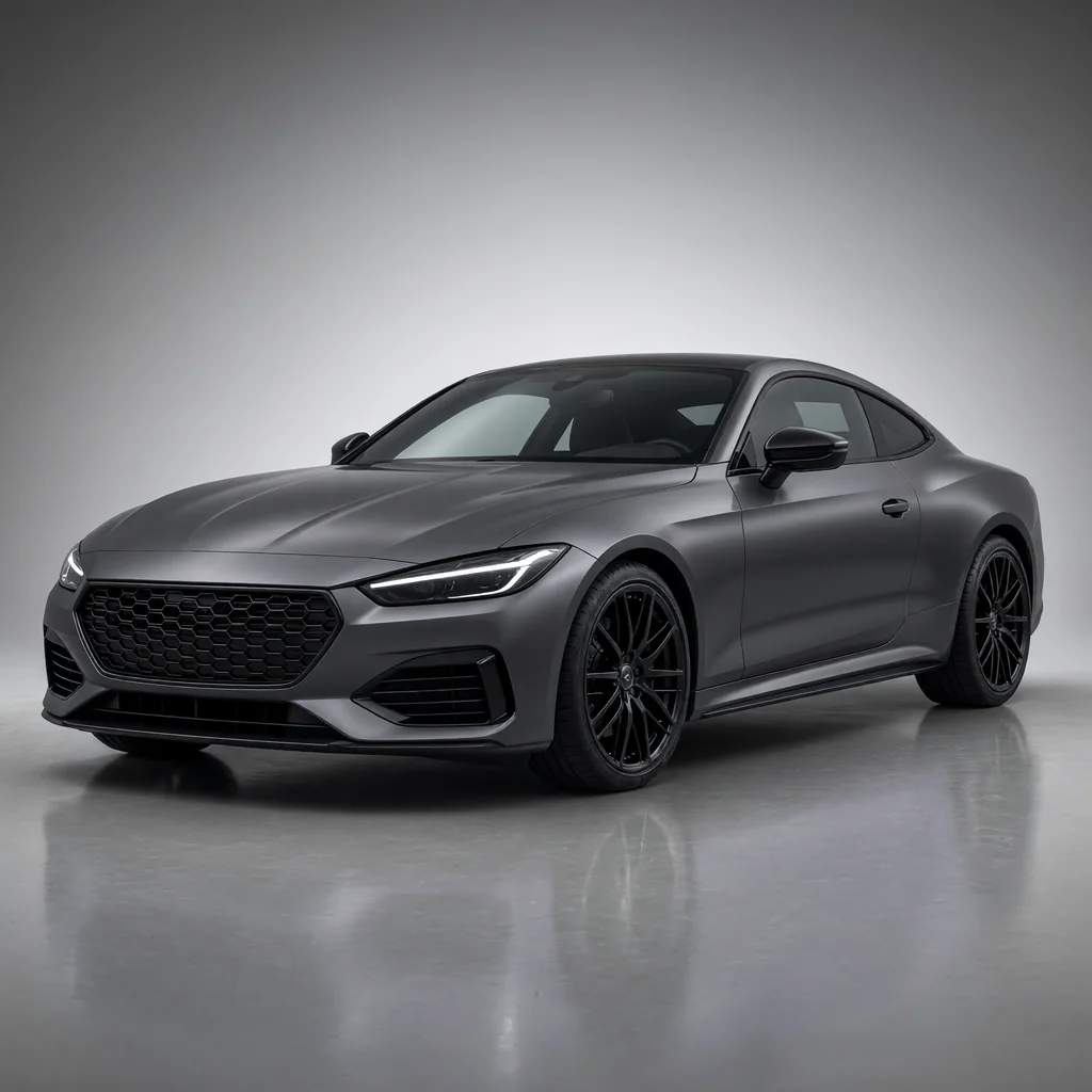 A car wrapped in Graphite Satin paint protection film