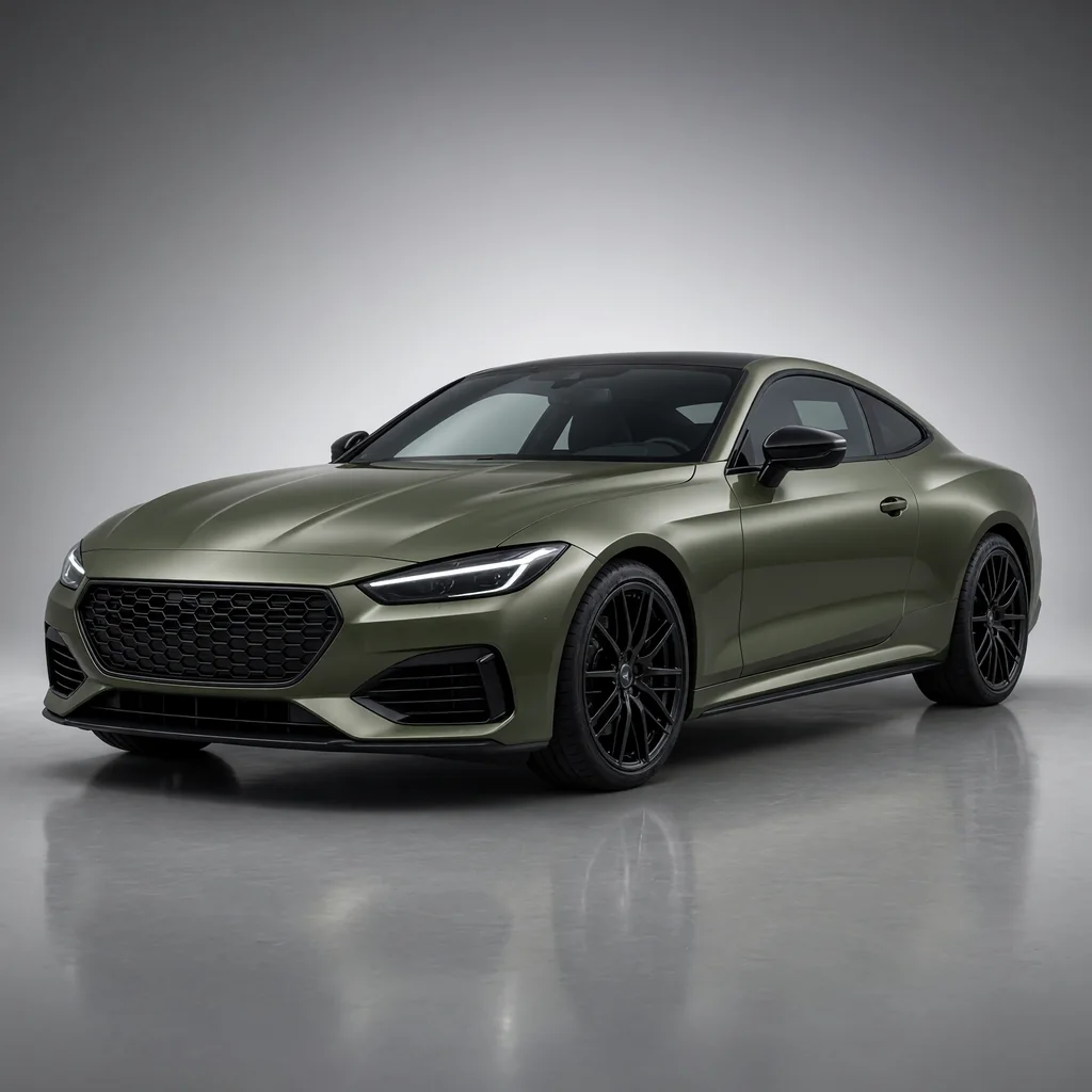A car wrapped in Khaki Olive paint protection film