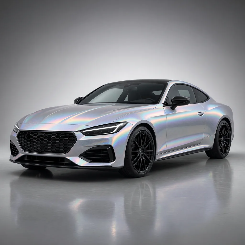 A car wrapped in Laser White paint protection film