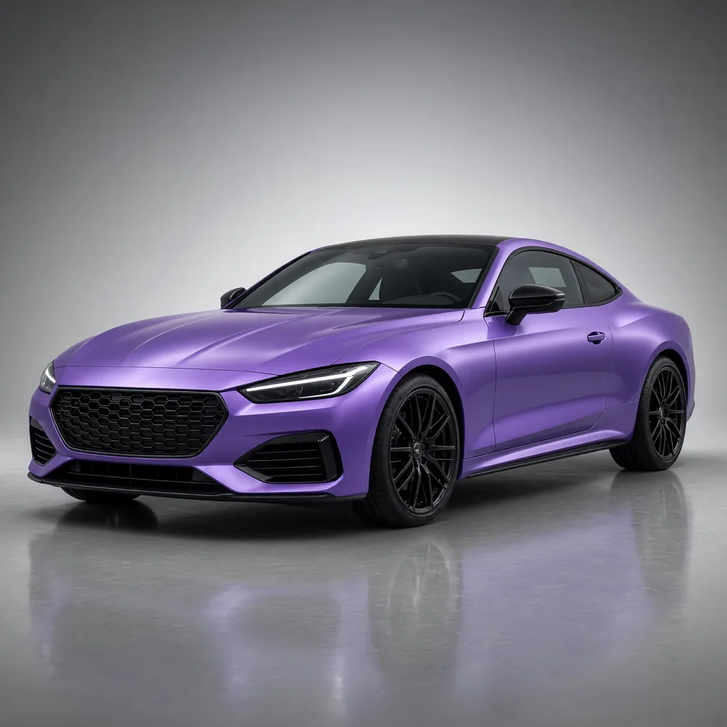 A car wrapped in Lavender Violet paint protection film
