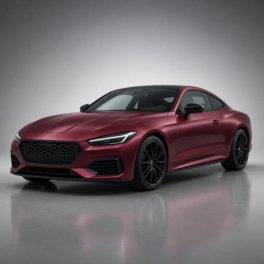 A car wrapped in Liquid Burgundy paint protection film