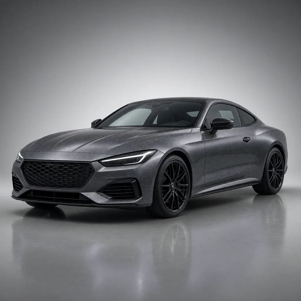 A car wrapped in Liquid Gunmetal paint protection film