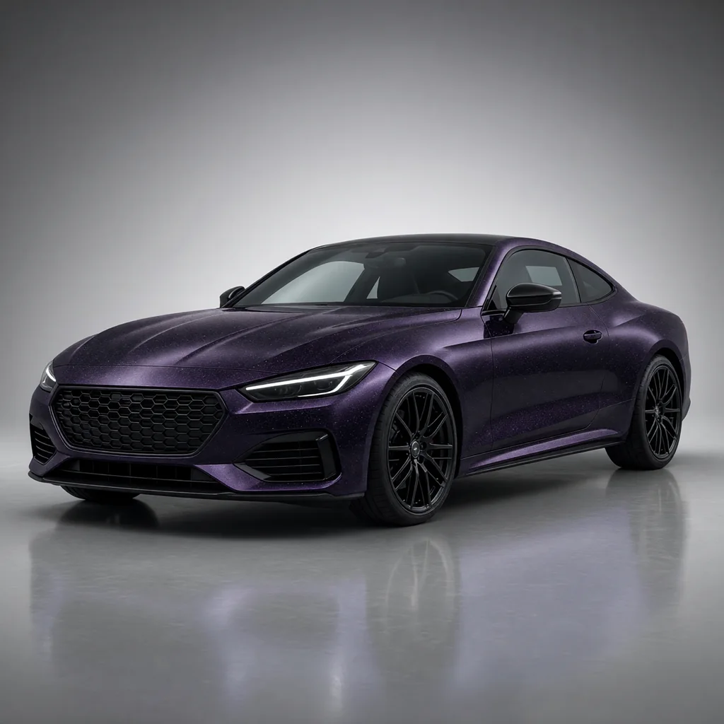 A car wrapped in Midnight Purple paint protection film