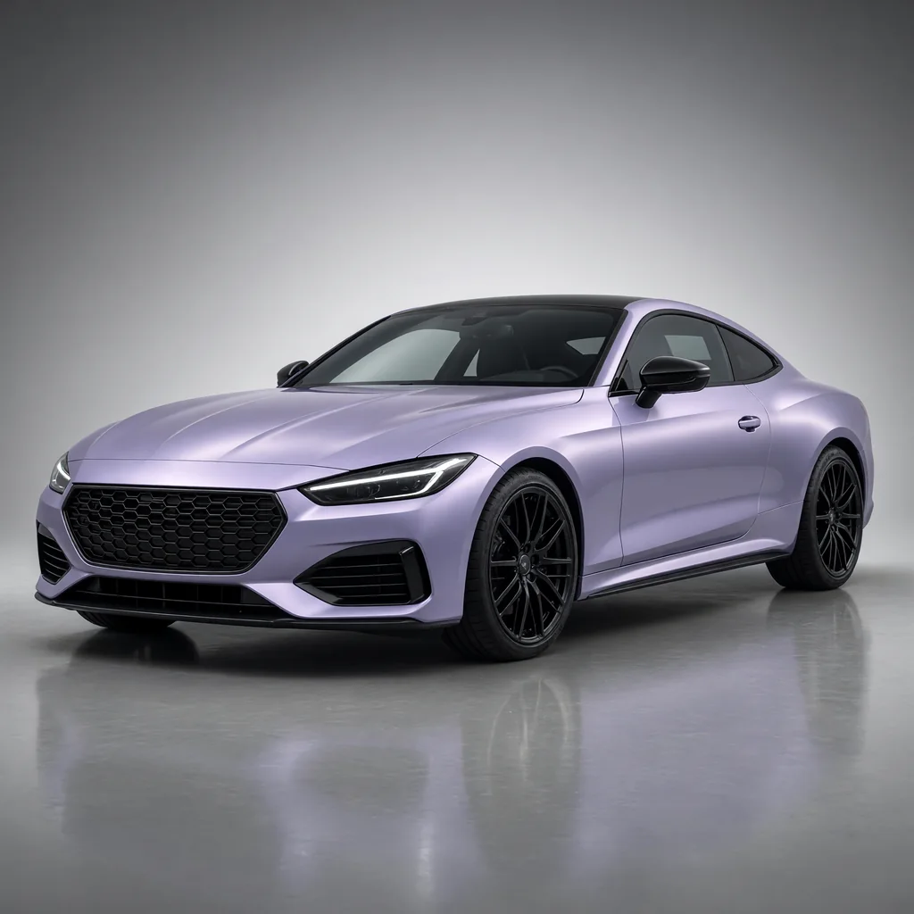 A car wrapped in Misty Lilac paint protection film