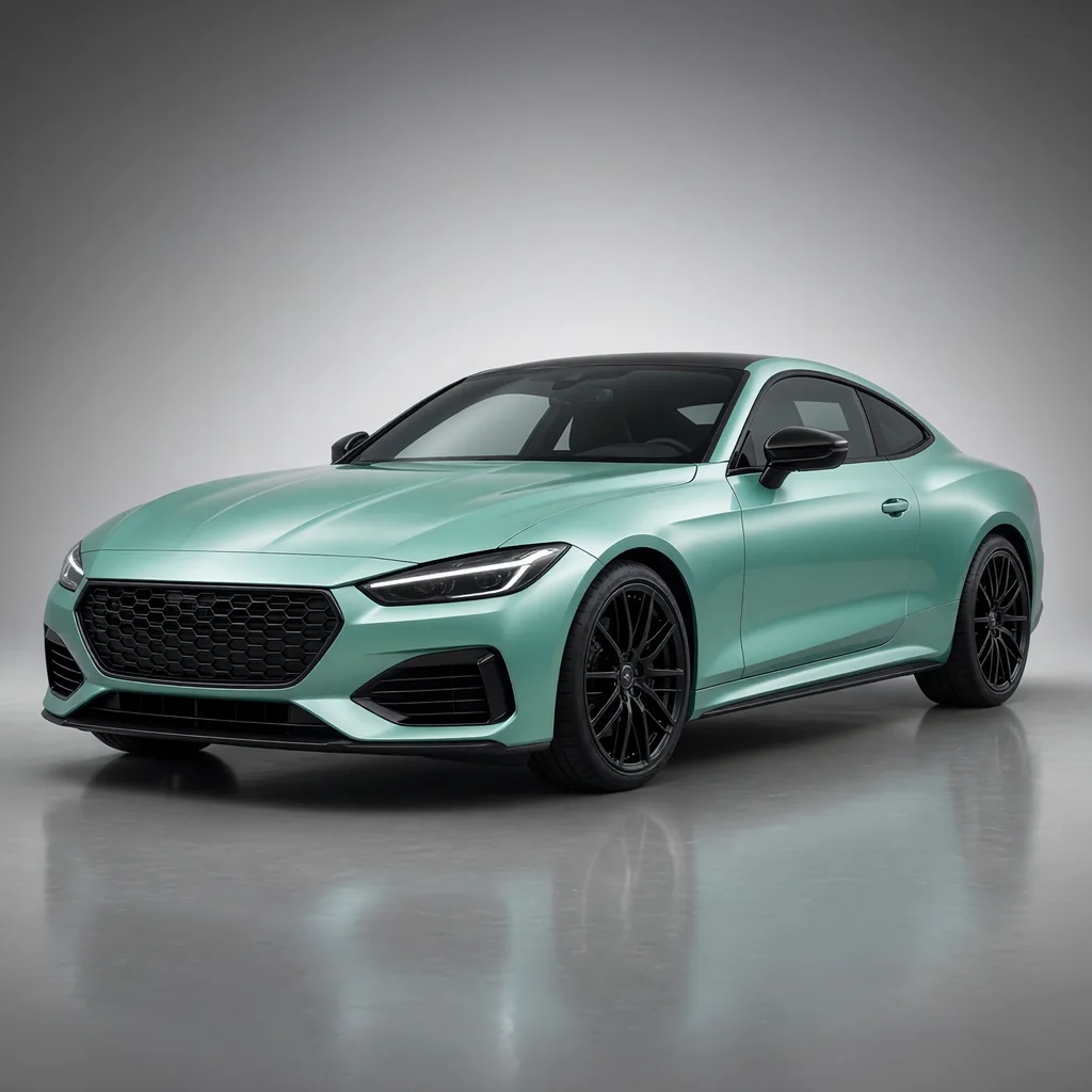 A car wrapped in Moonlight Jade paint protection film