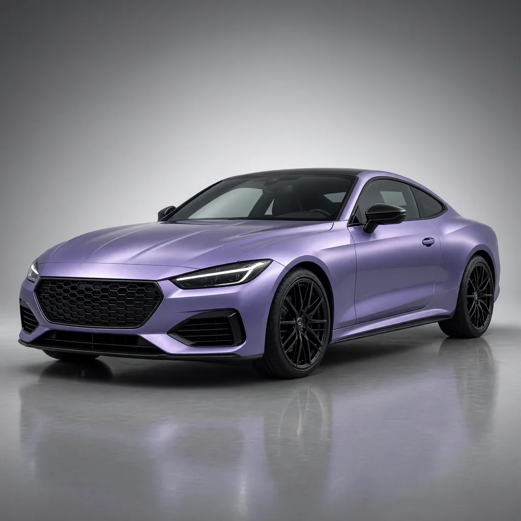A car wrapped in Phantom Violet paint protection film