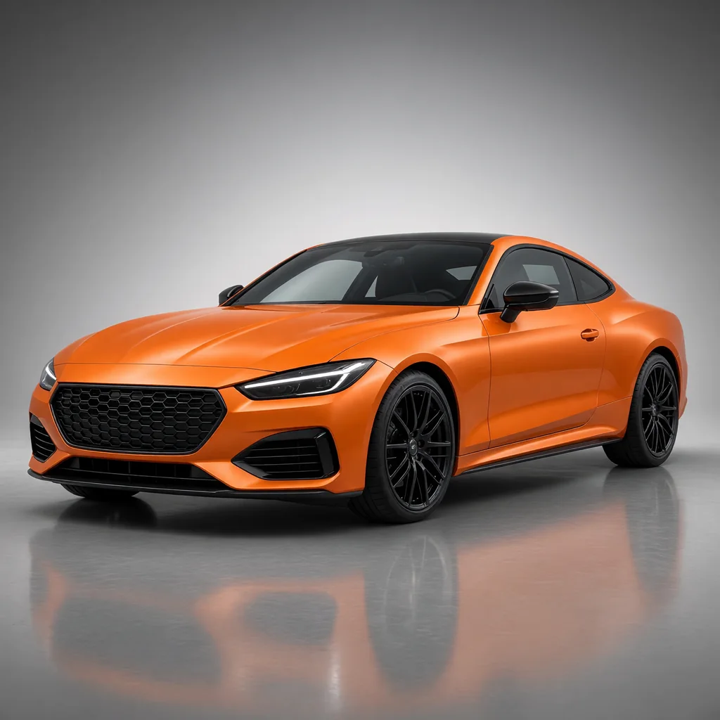 A car wrapped in Racing Orange paint protection film